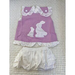 Pink And White Bunny Top With White Bloomers